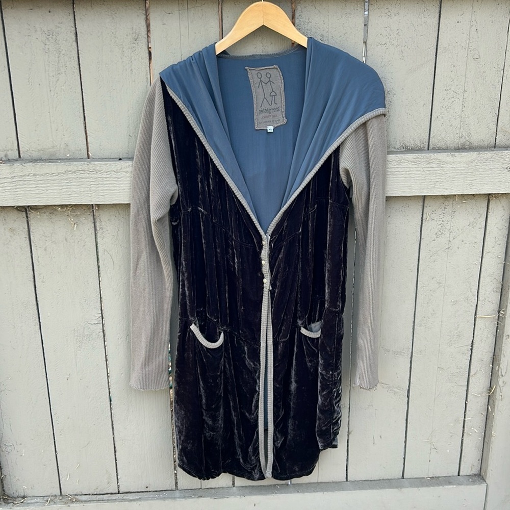 Johnny Was Black and Gray Velvet Coat